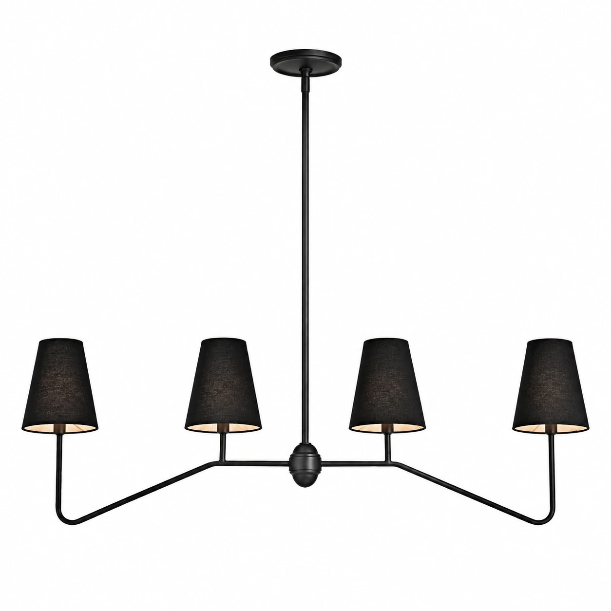 Four-light linear chandelier Black Shades sku white background