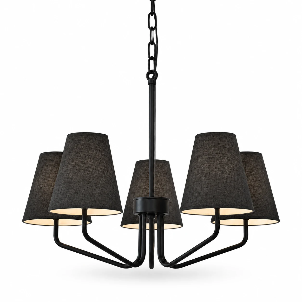 Lucia BDK-012-02 black iron branching chandelier on a white background