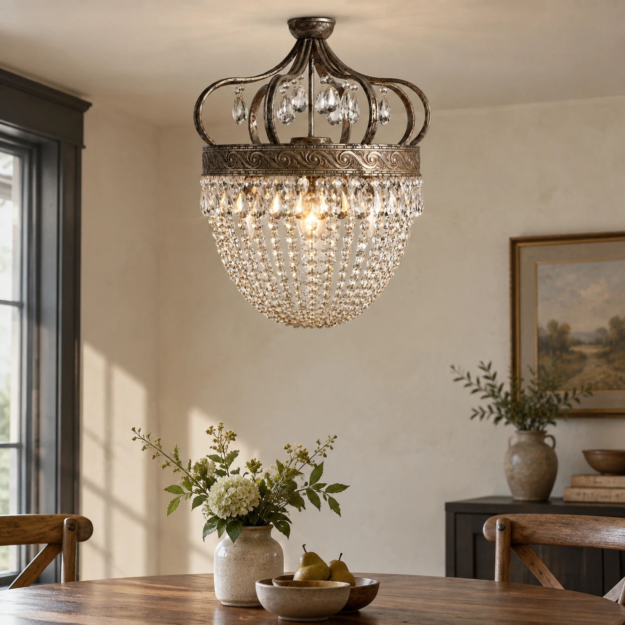 Iris Vintage Crown Iron-and-Crystal Chandelier — 01 core scene