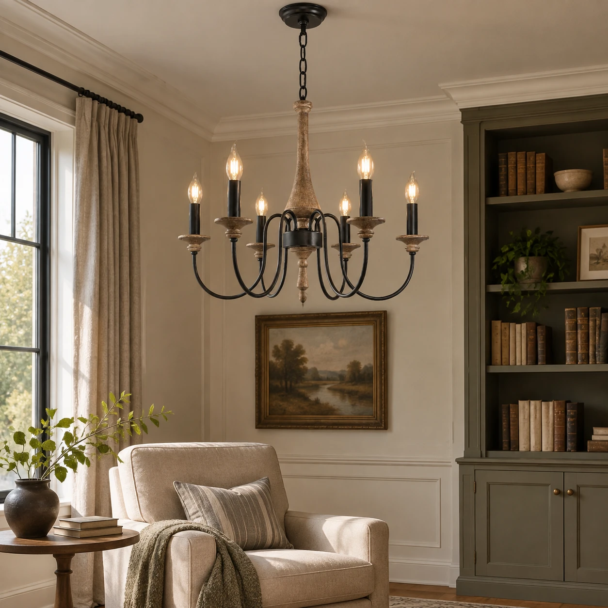 Sophie French Carved Wood Wall Sconce in a residential interior