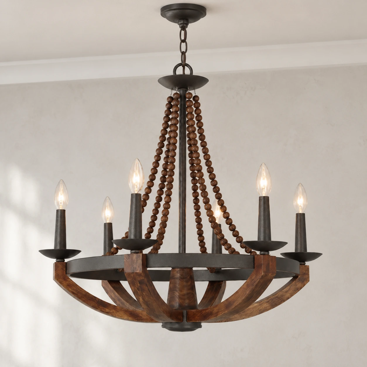 Walnut Six-Head Chandelier hero image