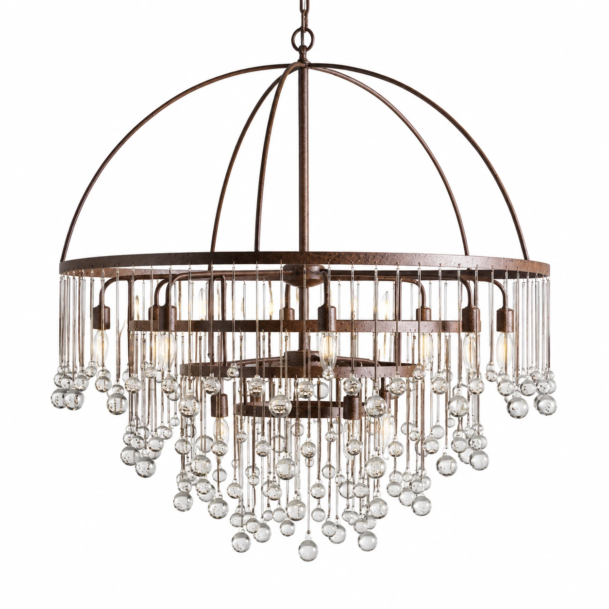 Mara Rustic Crystal Iron Pendant Chandelier — gallery 5