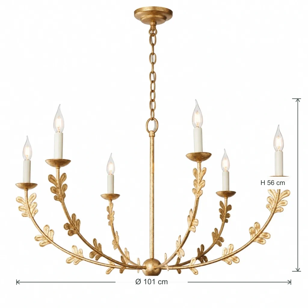 Mira Vintage Leaf-Branch Iron Chandelier — 11 dimension