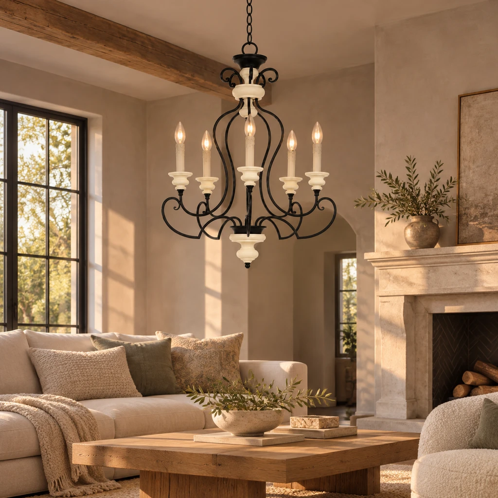 Aveline chandelier in a neutral living room