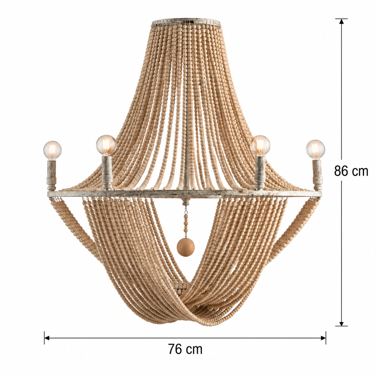 Six-light Elena chandelier size diagram