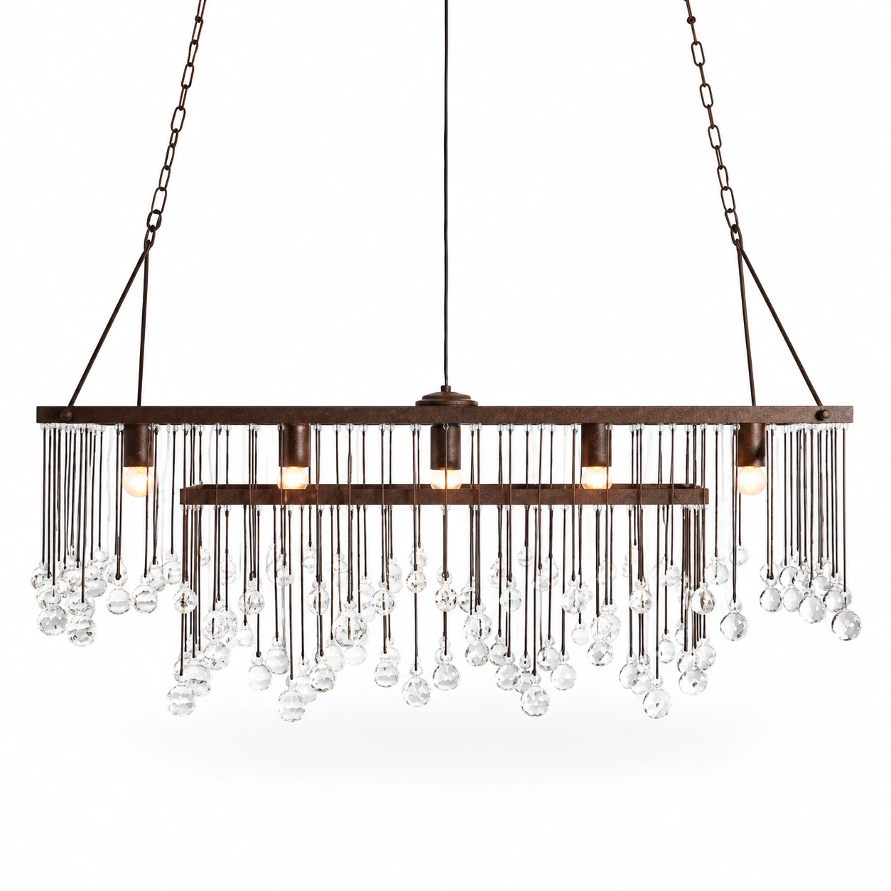 Mara Rustic Crystal Iron Pendant Chandelier — gallery 7