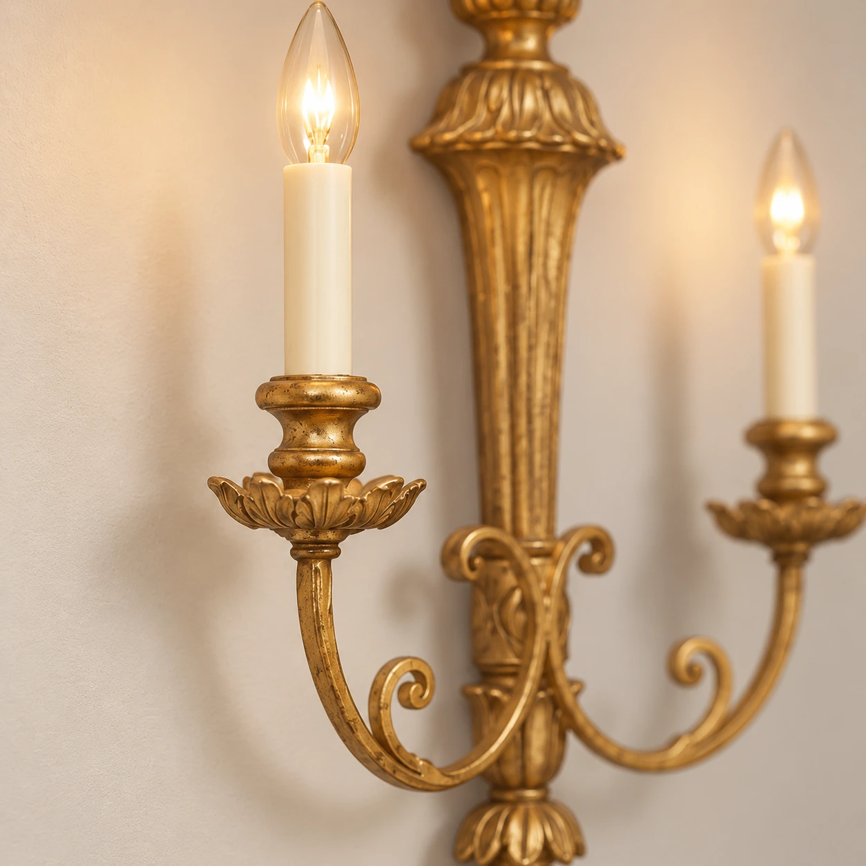 Elara Vintage Double-Candle Wood Wall Sconce — 08 detail candle arm