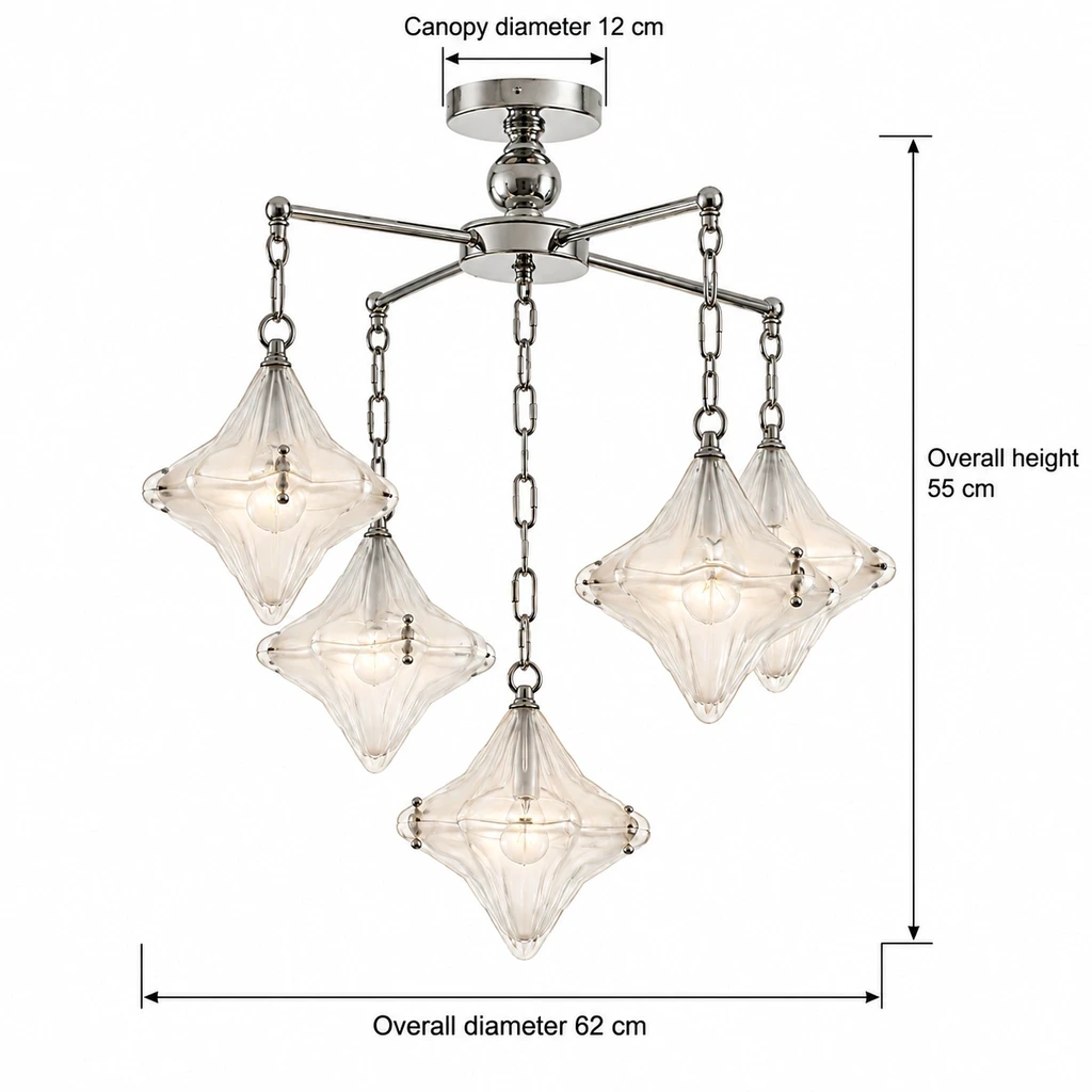 Lena Bauhaus Star Glass Alloy Chandelier verified dimensions