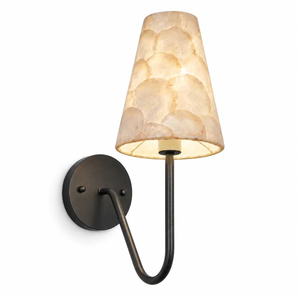 Mabel scalloped fabric shade wall sconce on a white background