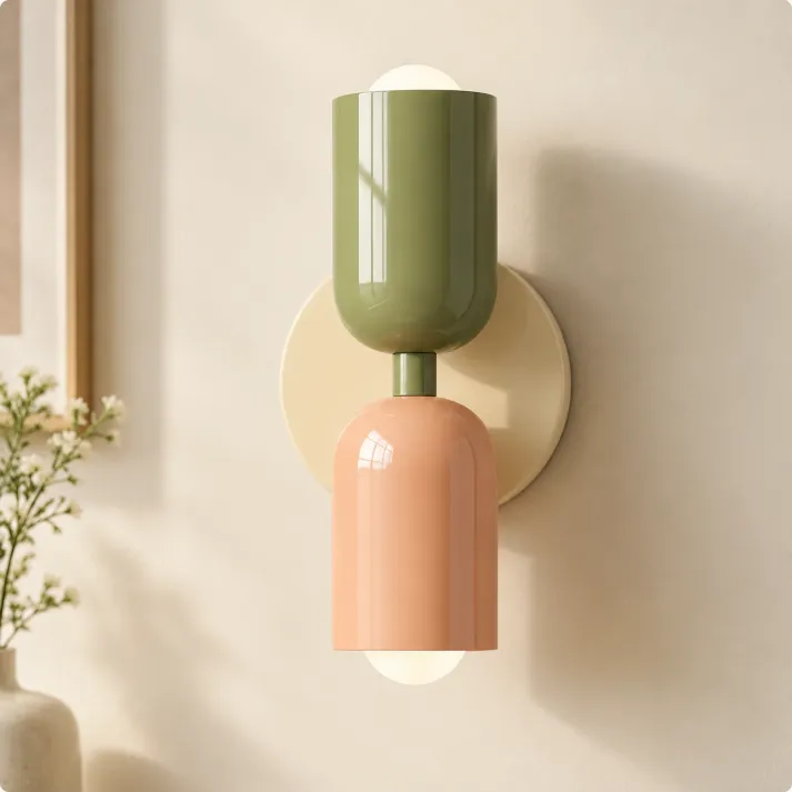 Pistis Macaron double-head wall light in green and pink