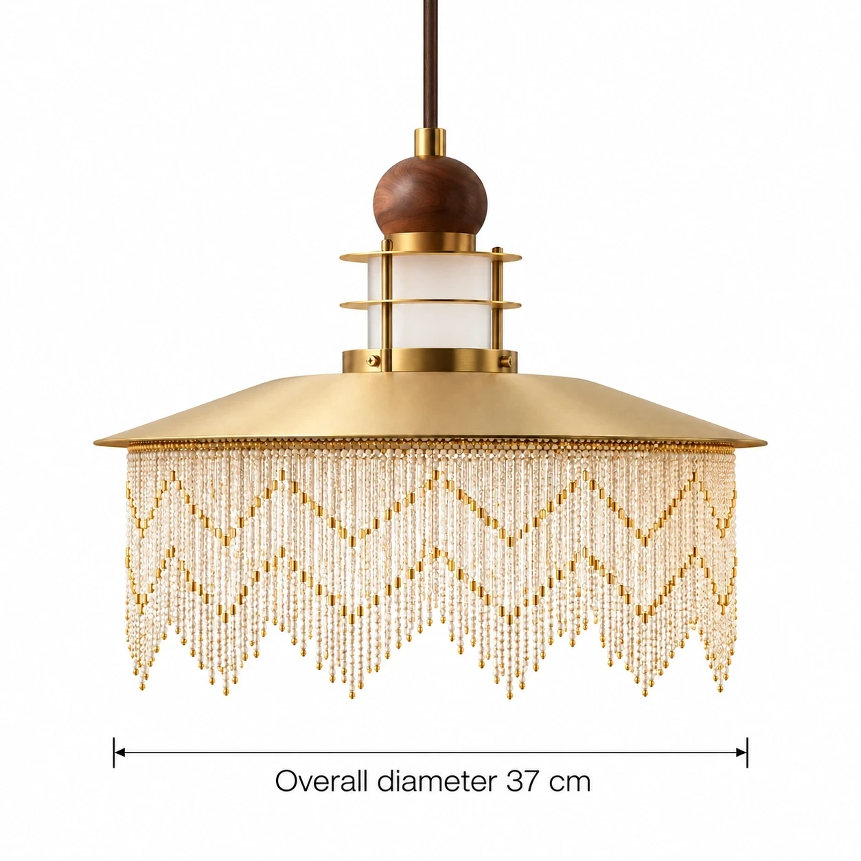 Wushlp Vintage Fringe Wood Pendant Light verified dimensions