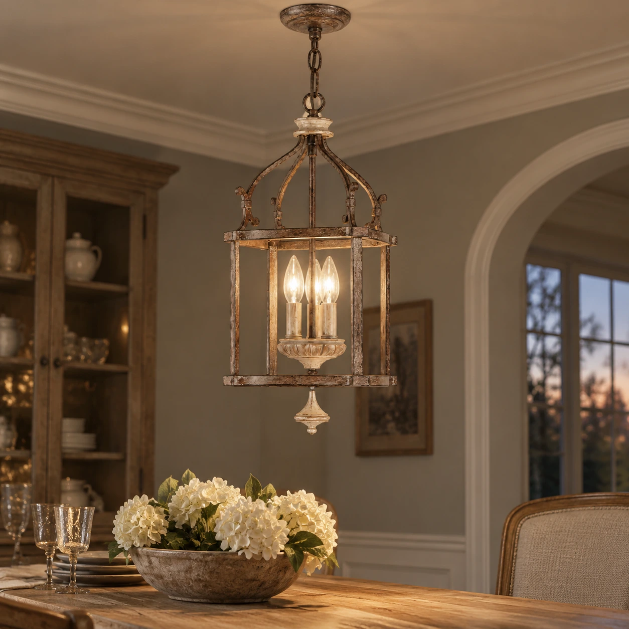 Lena Rustic Birdcage Iron Pendant Light dining evening