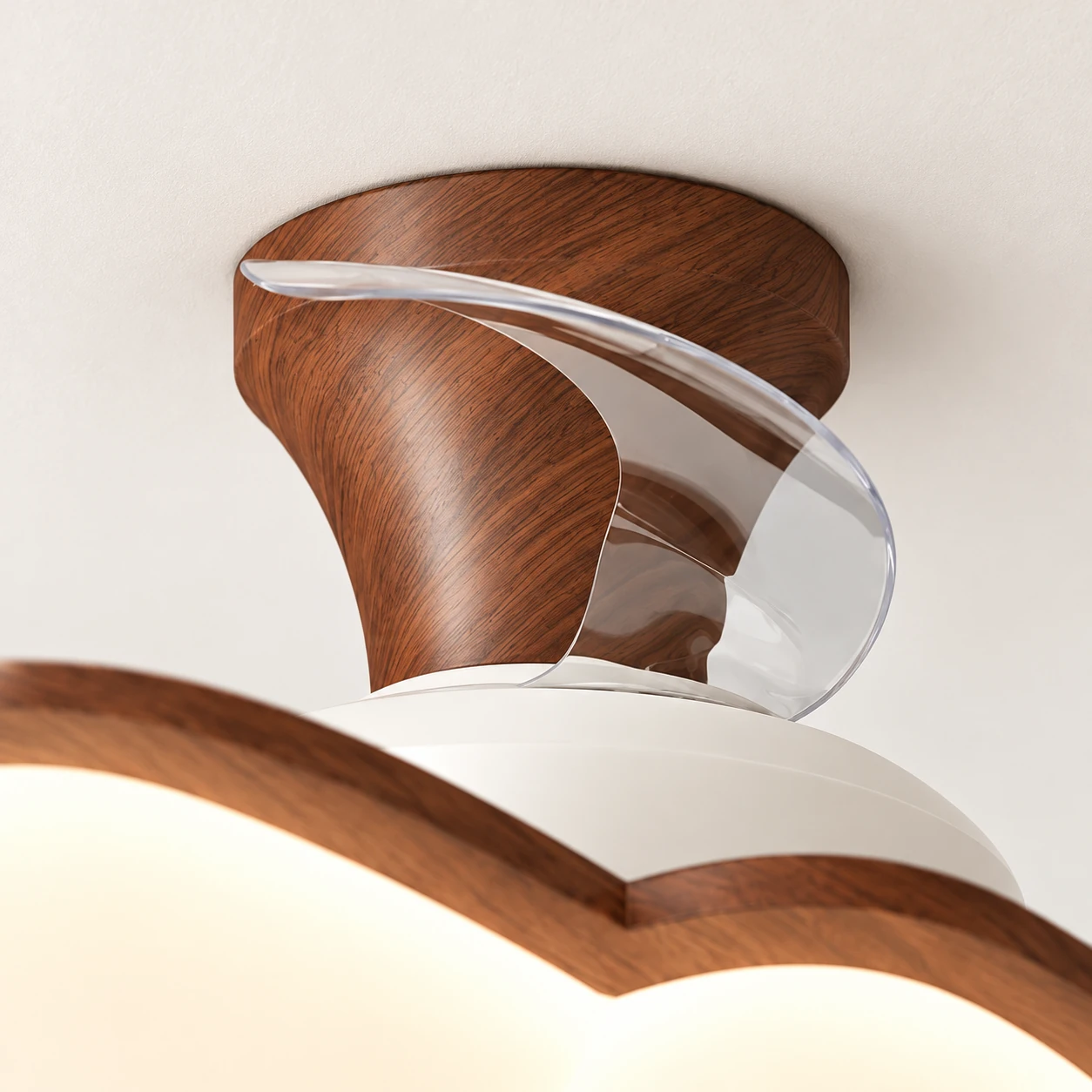 Walnut-finish ceiling canopy and flush mounting junction