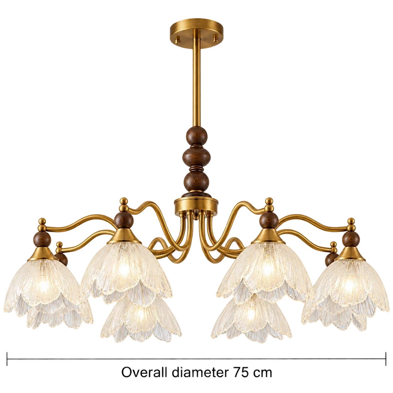 Wushlp Vintage Petal Glass Branch Chandelier verified dimensions