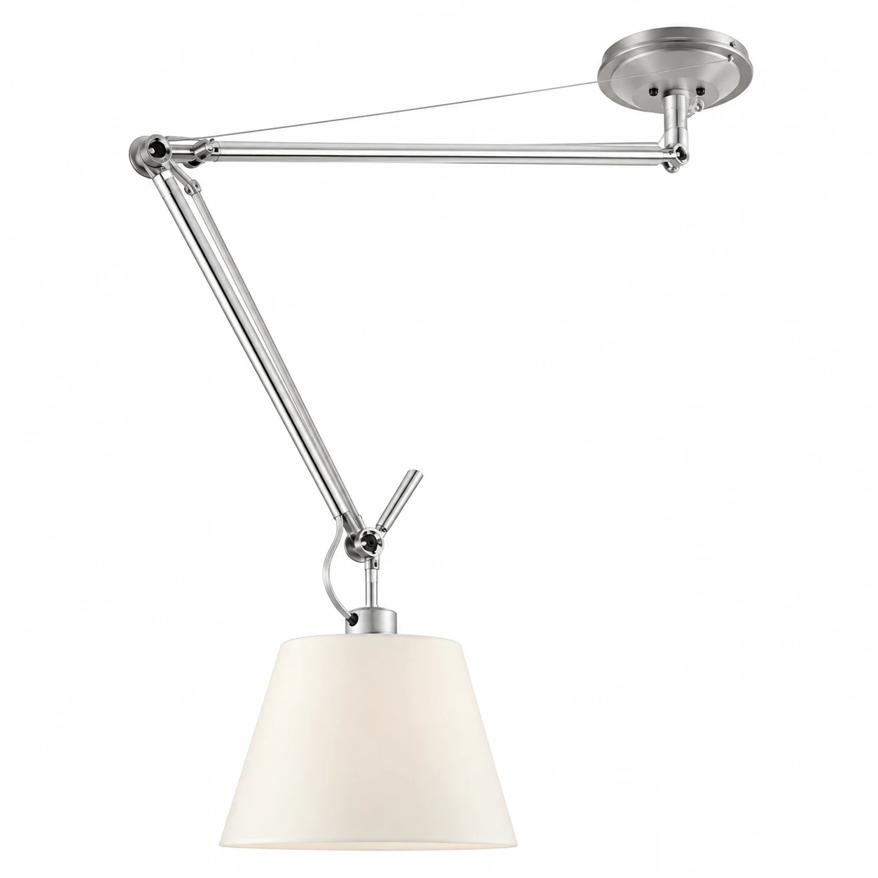 Mara Bauhaus Swing Arm Iron Pendant Light — identity white