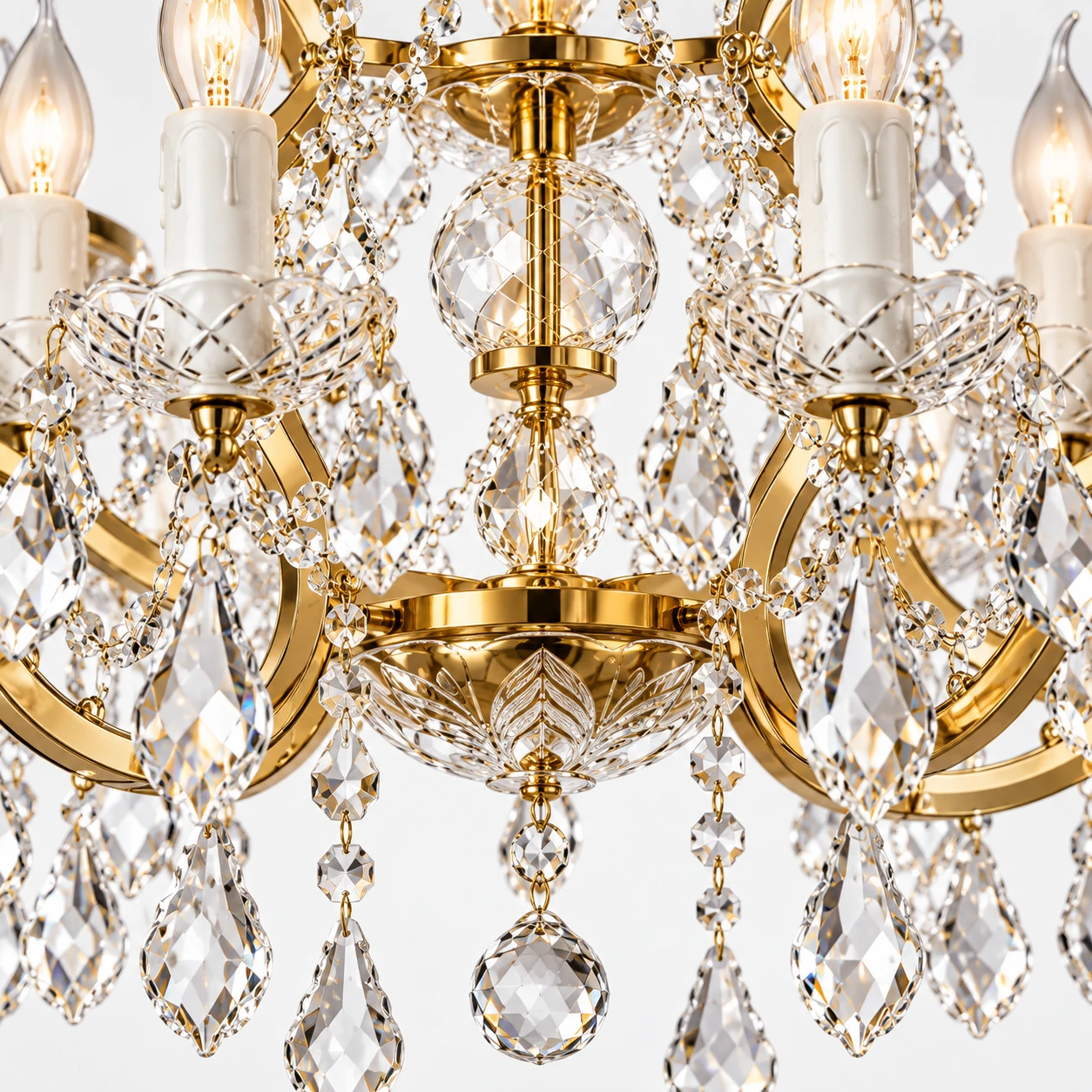 Detail · Bright Gold Finish and Crystal Facets