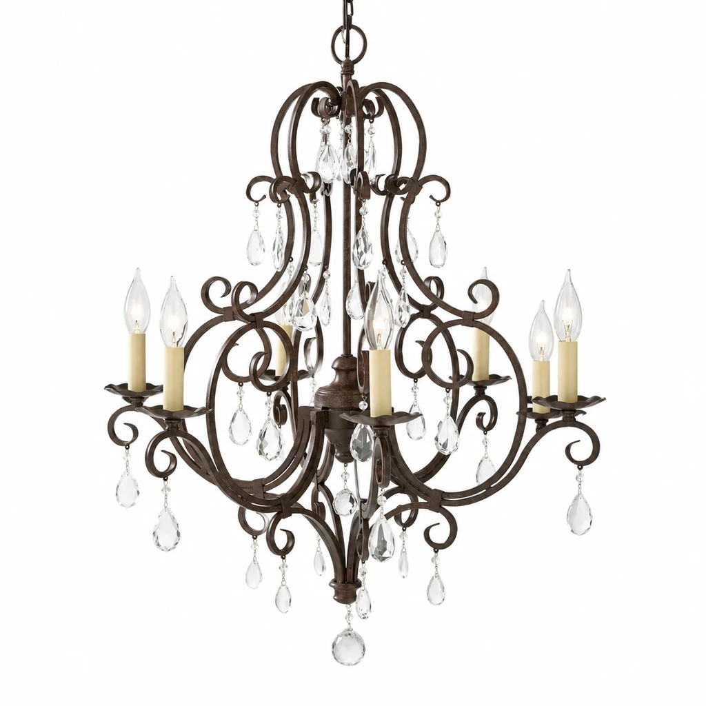 Amelie large eight-light chandelier on white background