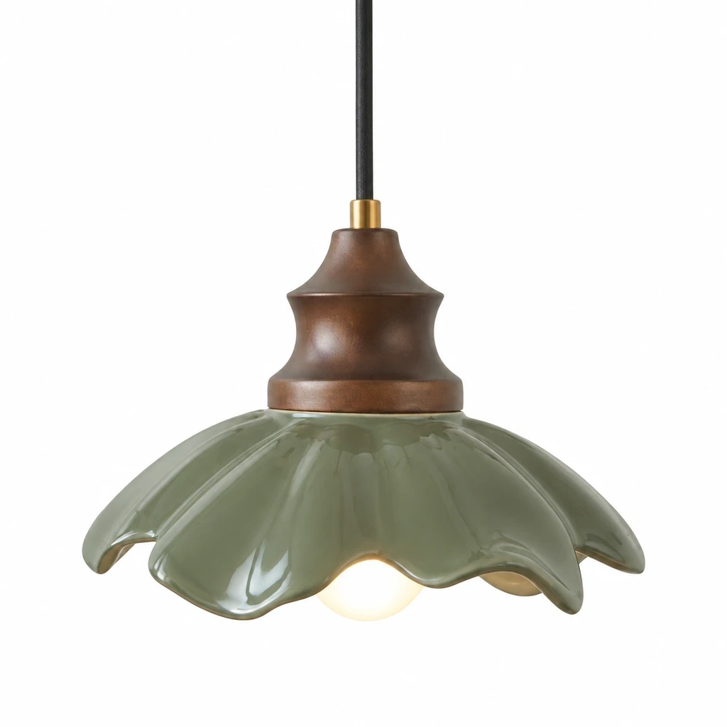 Close detail of Clara French Flower Glass Pendant Light light behavior