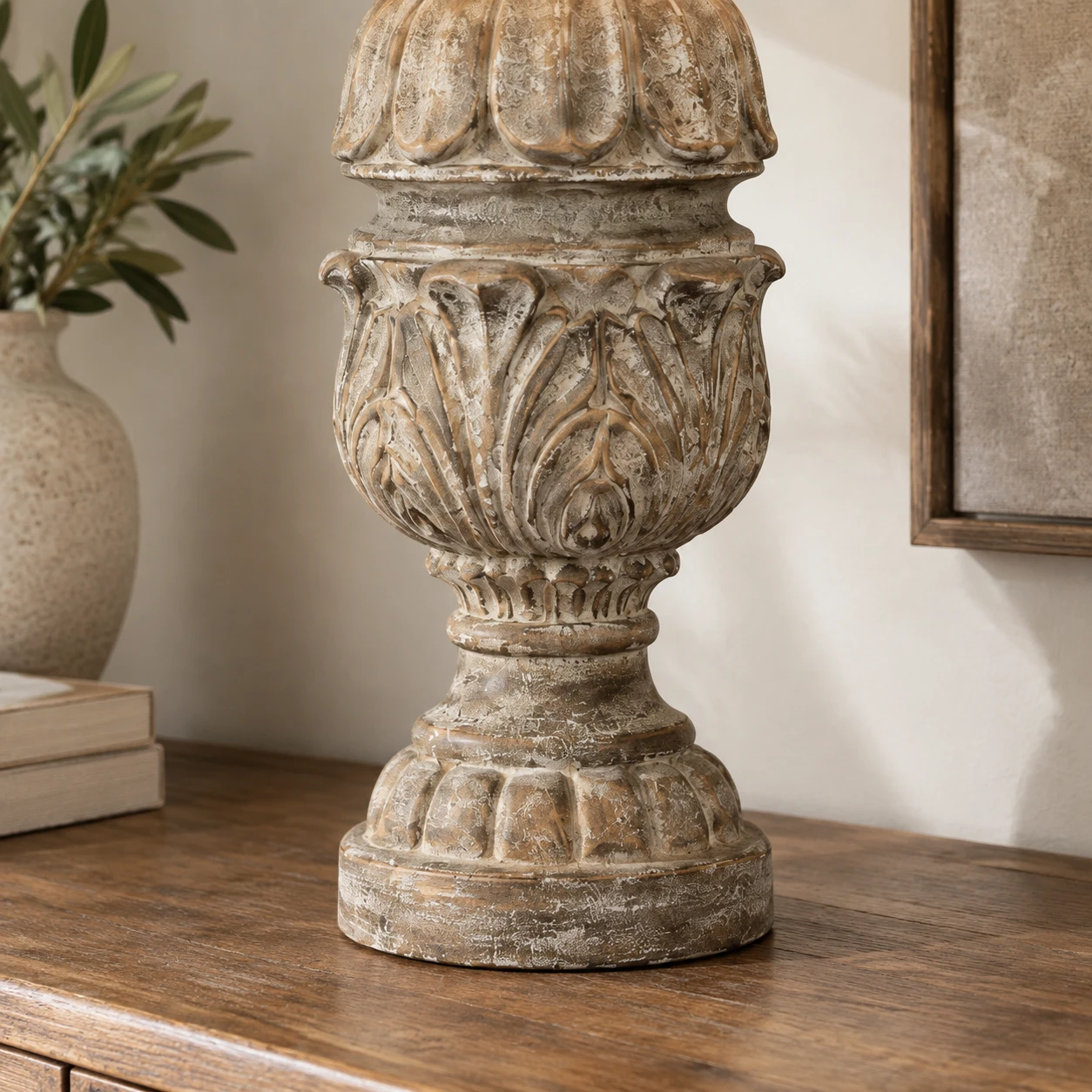 Carved wood base detail
