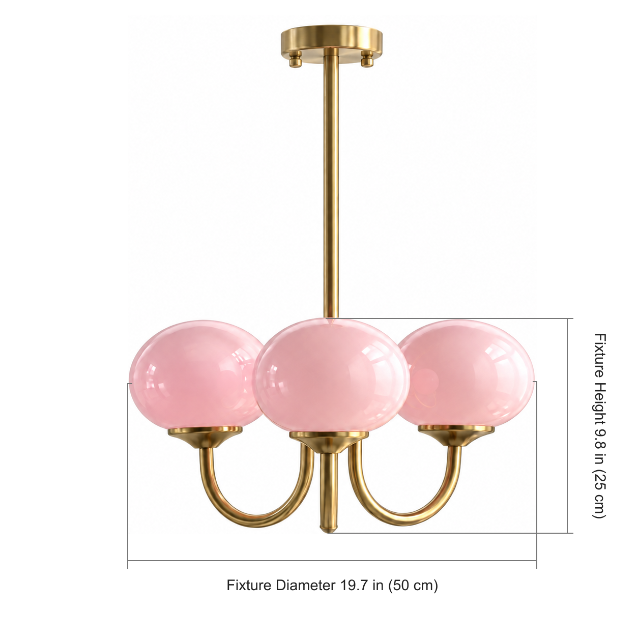 Elodie Vintage Pink Globe Glass Chandelier — dimension square