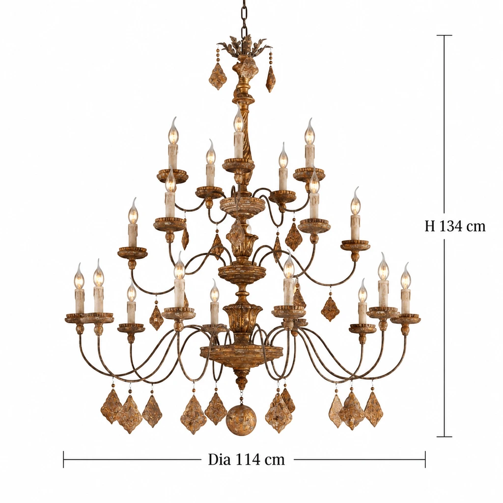 Marlowe 20-head large dimensions: 134 cm high and 114 cm diameter