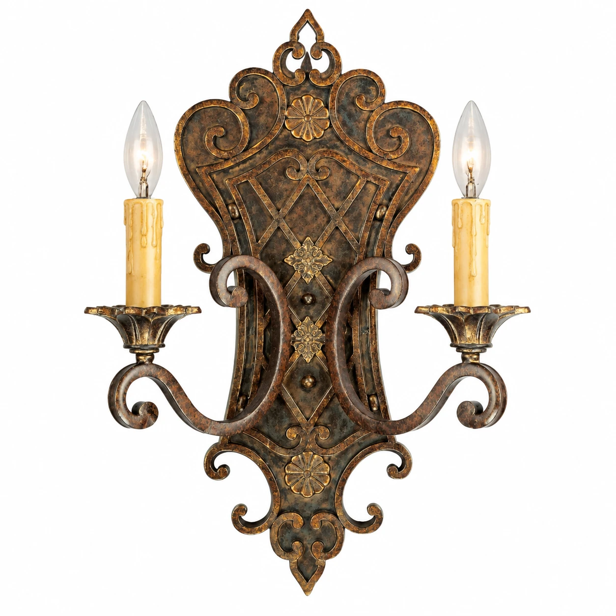 Elena French Decorative Iron Wall Sconce on white background