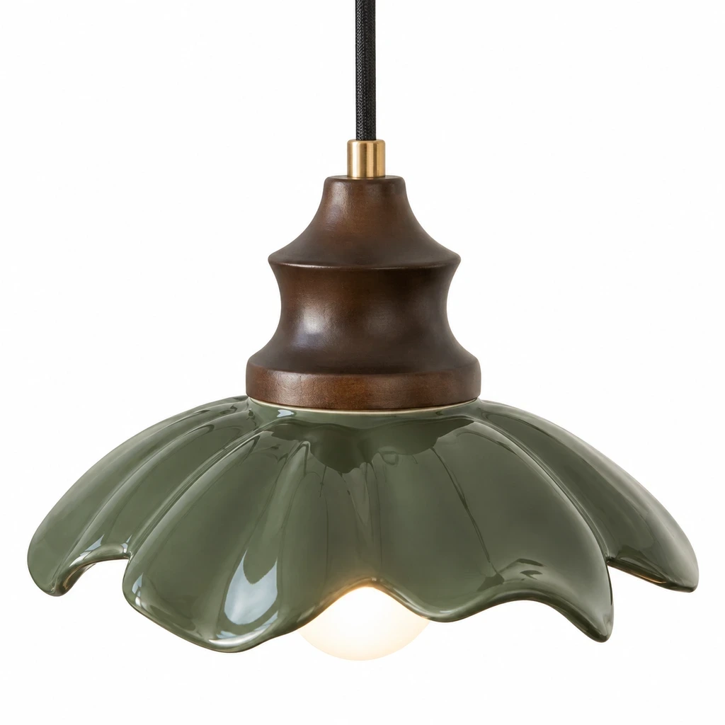 Close detail of Clara French Flower Glass Pendant Light connection