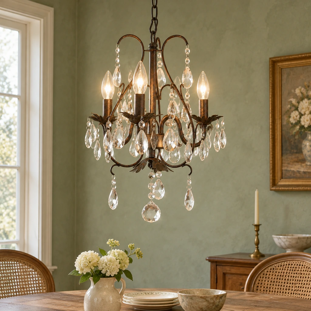 Rowan American Vintage Crystal-Drop Iron and Crystal Chandelier product image 2