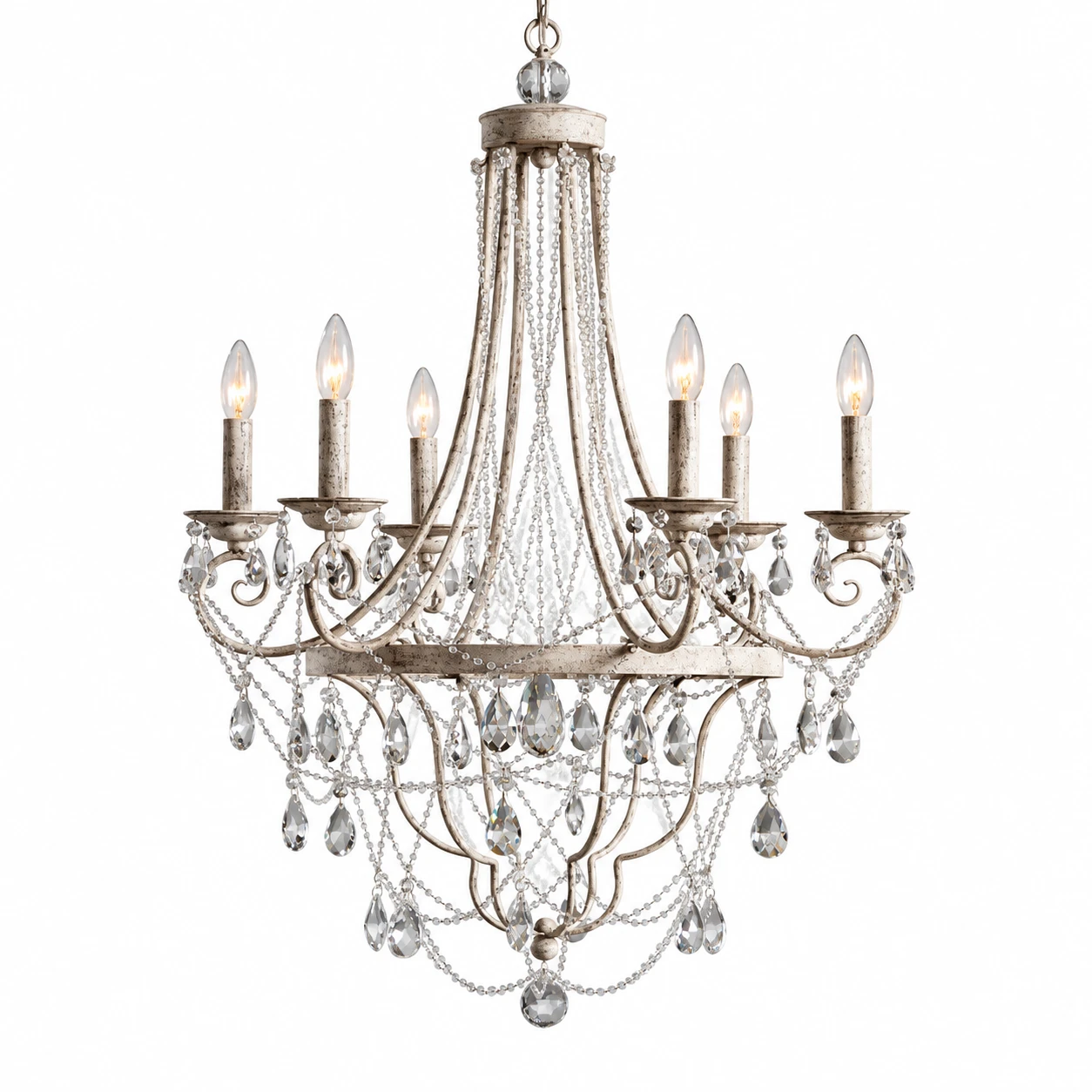 Maeve French Crystal Iron Chandelier on white background