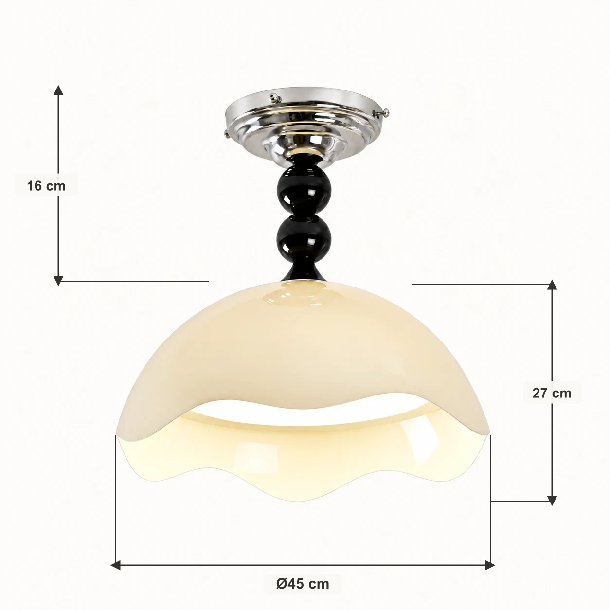 Mira Memphis Scalloped Acrylic and Metal Flush Mount Ceiling Light — dimension 45 square