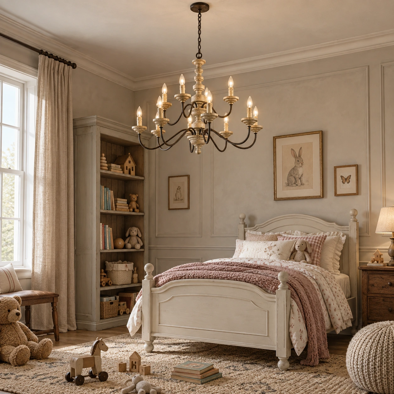 Aurelia French-country wood pendant light scene