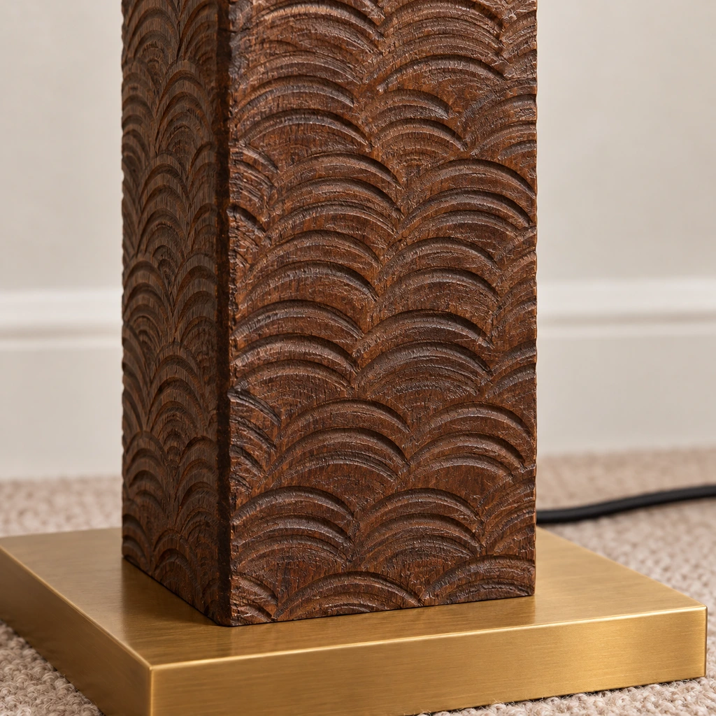 Close detail of Nora textured wood column
