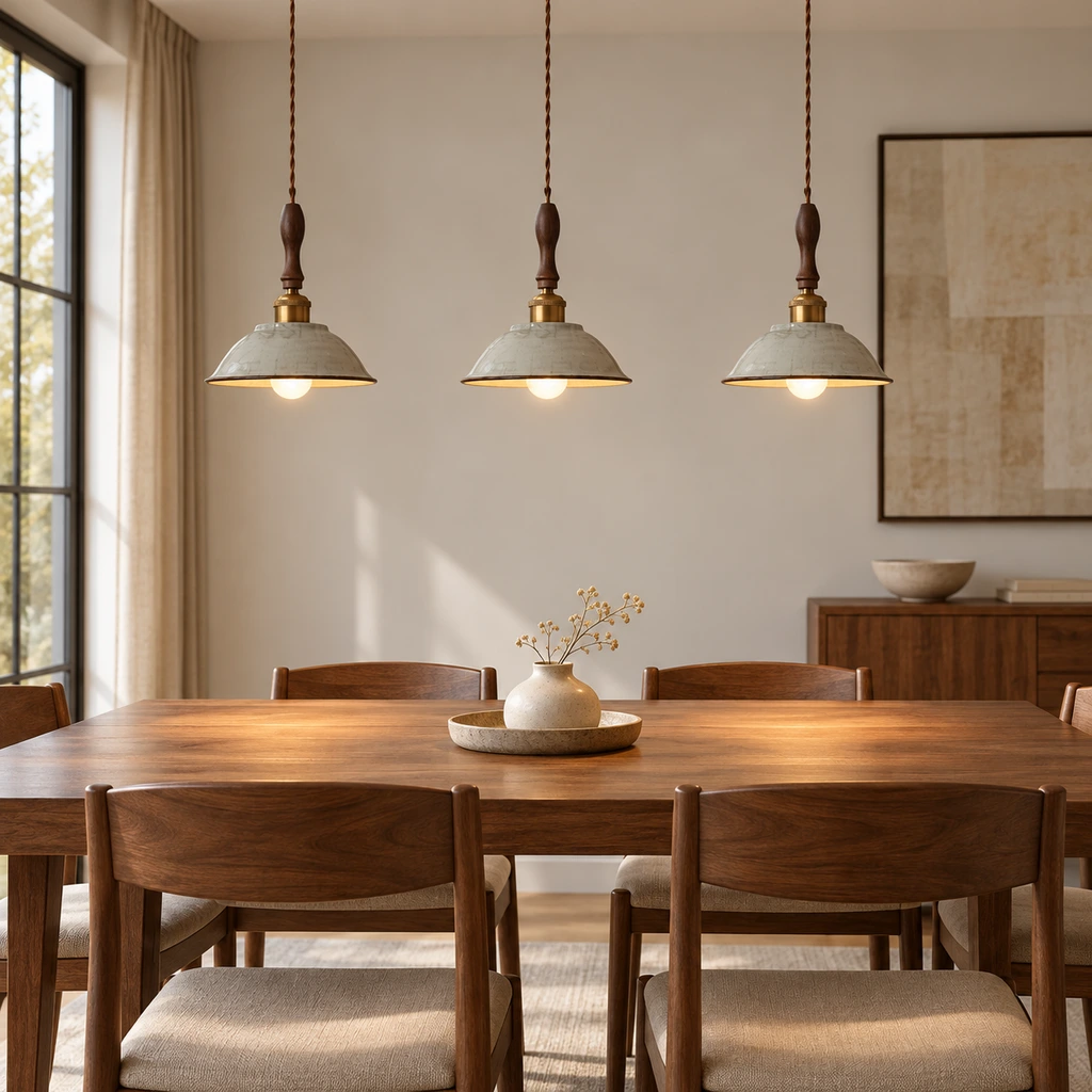 Three pendants over dining table