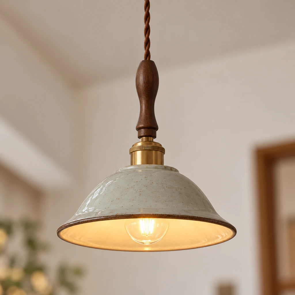 Contained warm glow inside the pendant shade