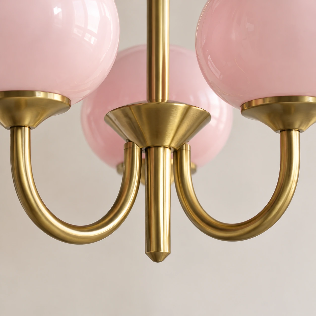 Elodie Vintage Pink Globe Glass Chandelier — detail metal