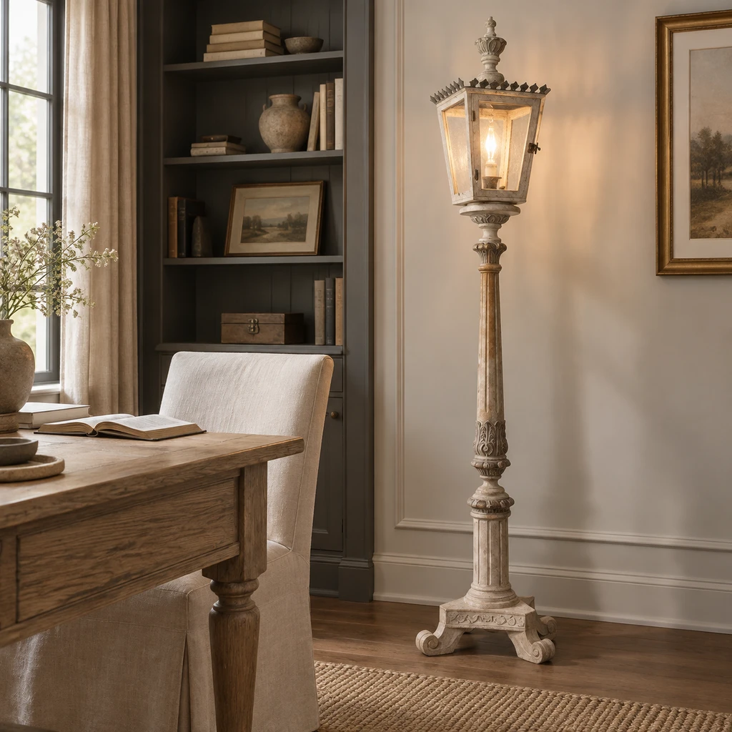 Maison floor lamp beside a study desk