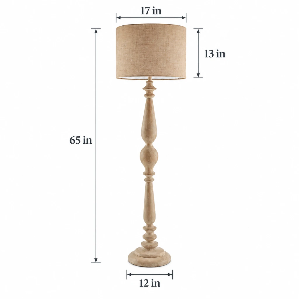 Hadley floor lamp dimension diagram with seller-provided imperial measurements