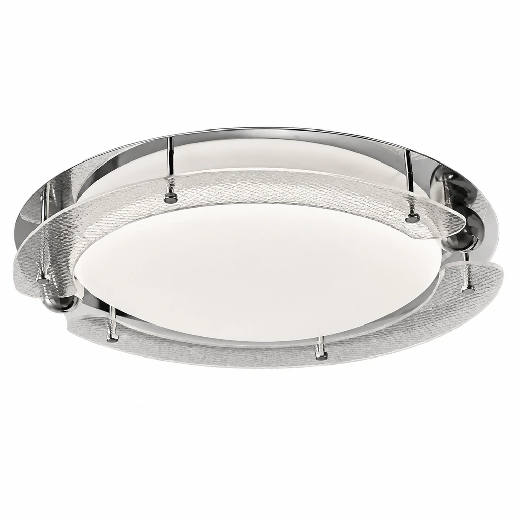 Iris Bauhaus Orbital Acrylic Alloy Flush Mount on a clean white background
