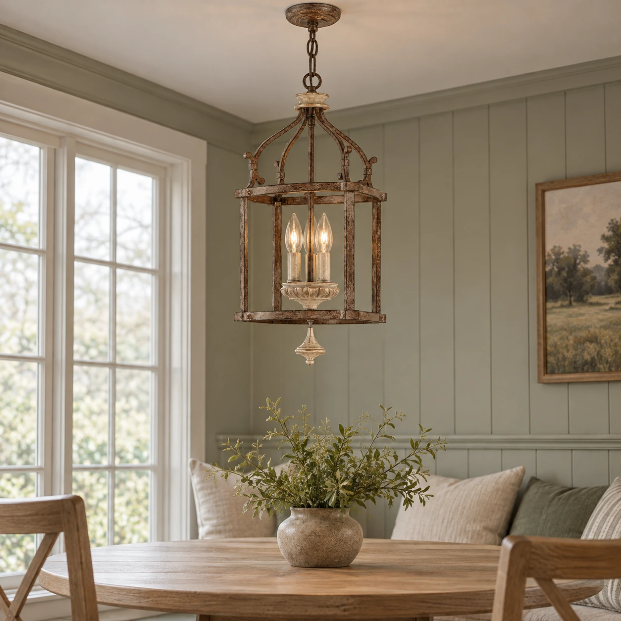 Lena Rustic Birdcage Iron Pendant Light breakfast near