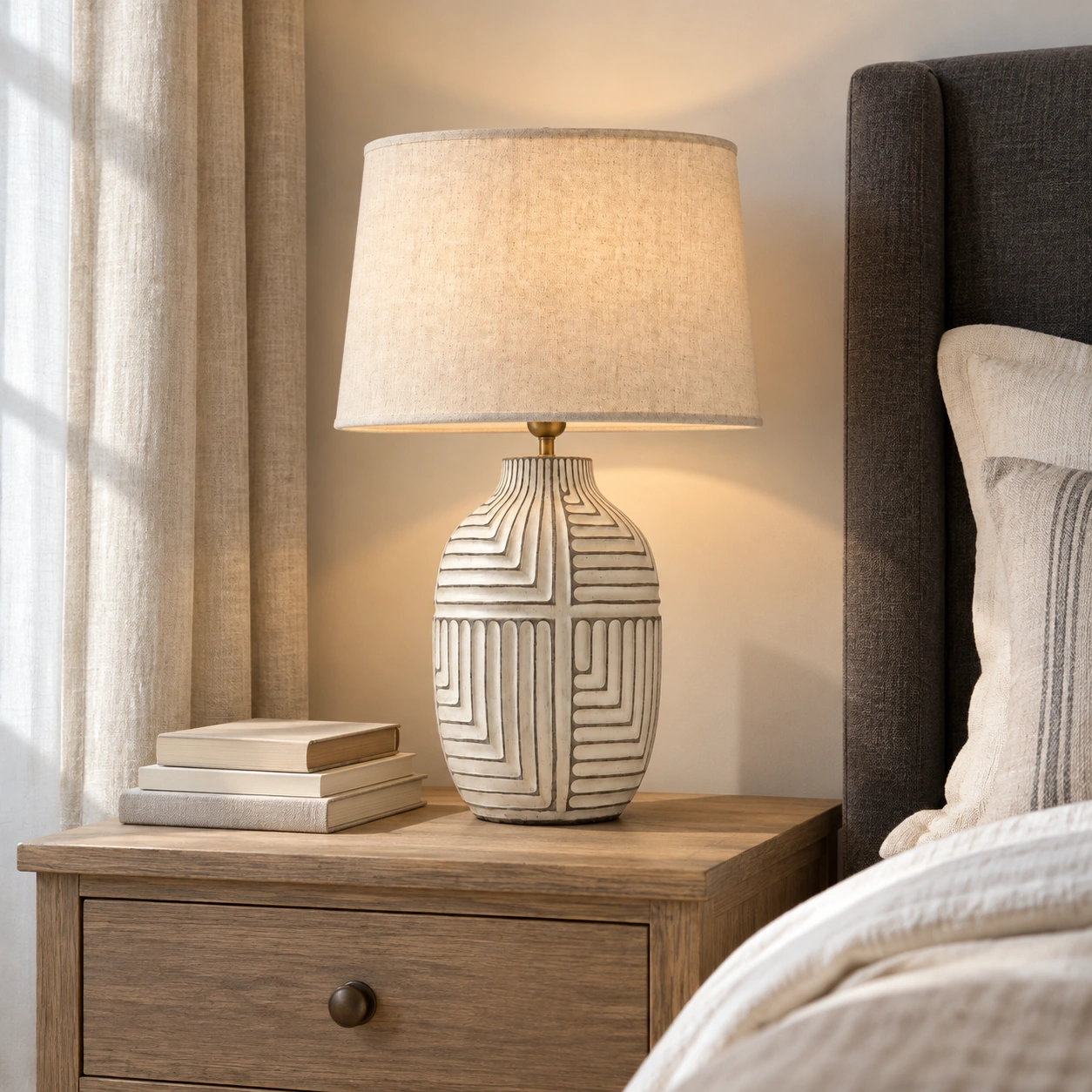 Elena carved wood table lamp scene 05 guest