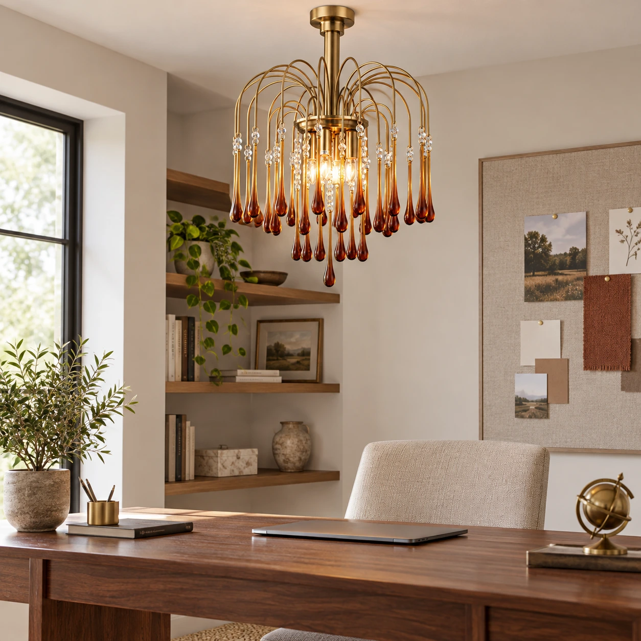 Elodie French Vintage Teardrop Glass and Metal Chandelier — scene office 430.webp