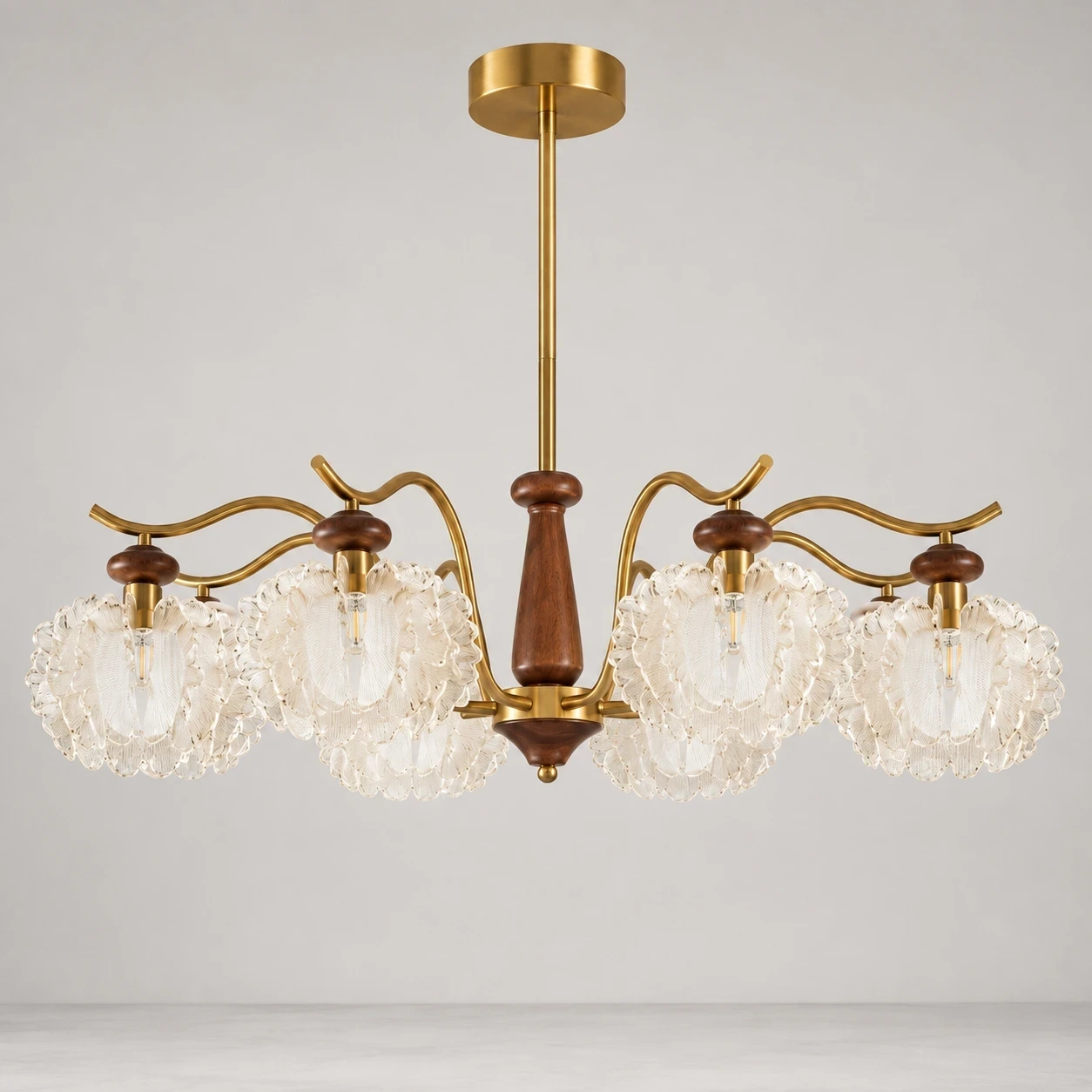 Wushlp Vintage Petal Acrylic Branch Chandelier switched off in a neutral studio