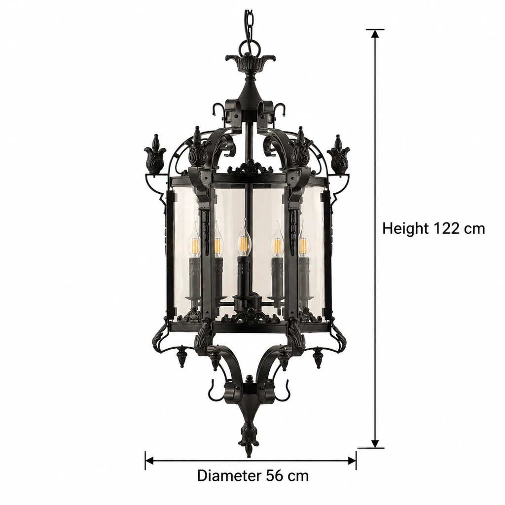 Celine large chandelier dimensions: 56 cm diameter and 122 cm height
