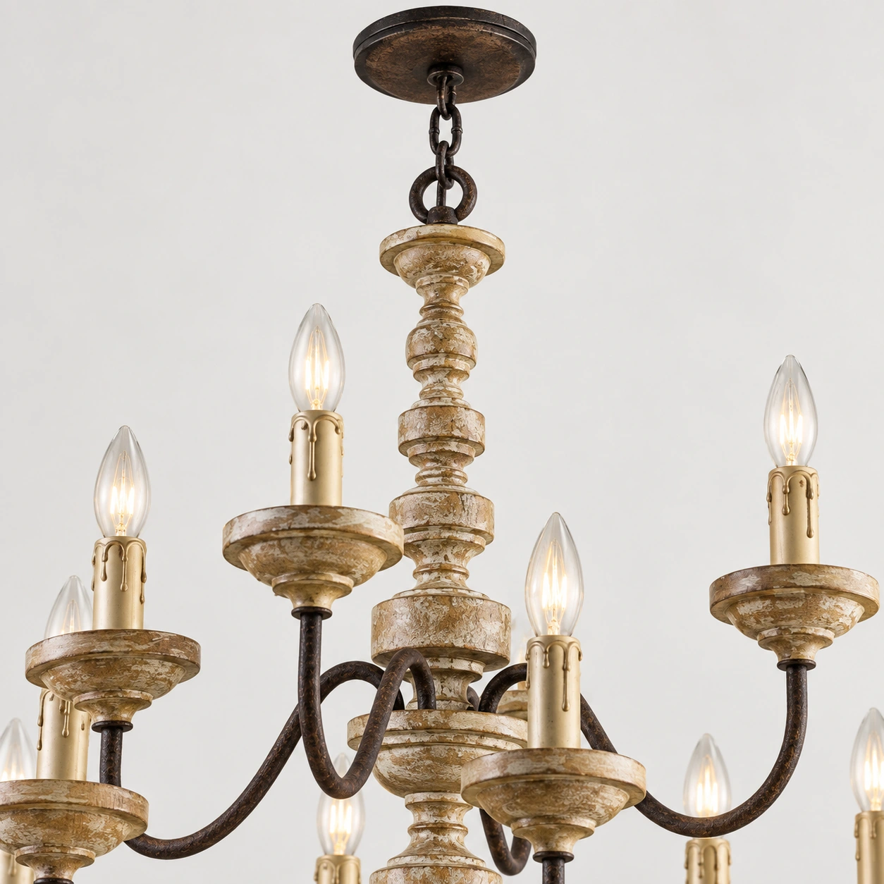 Aurelia French-country wood pendant light detail