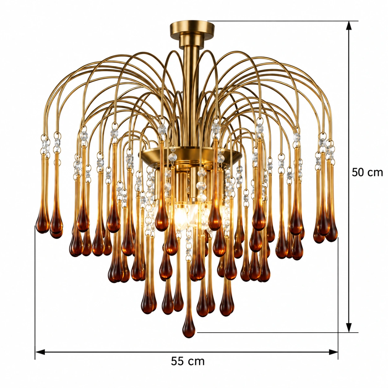 Elodie French Vintage Teardrop Glass and Metal Chandelier — dimension 55x50.webp