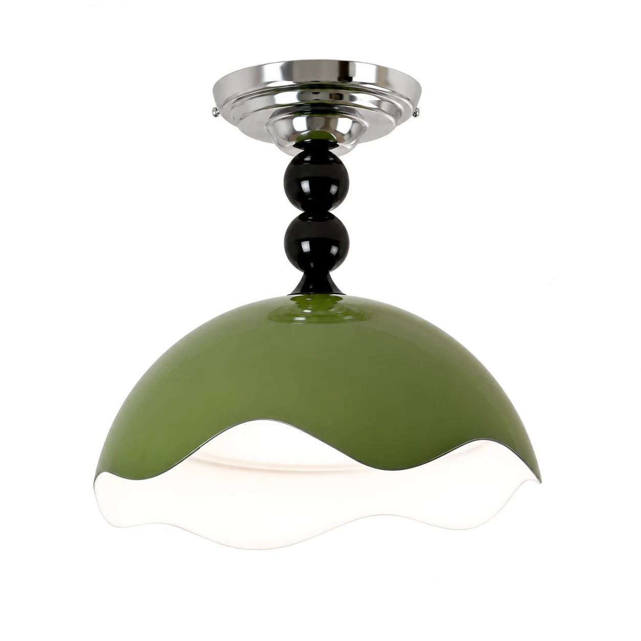 Mira Memphis Scalloped Acrylic and Metal Flush Mount Ceiling Light — identity olive 45
