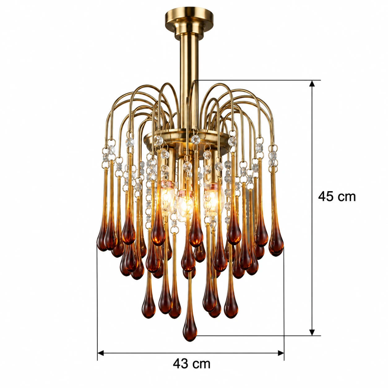 Elodie French Vintage Teardrop Glass and Metal Chandelier — dimension 43x45.webp