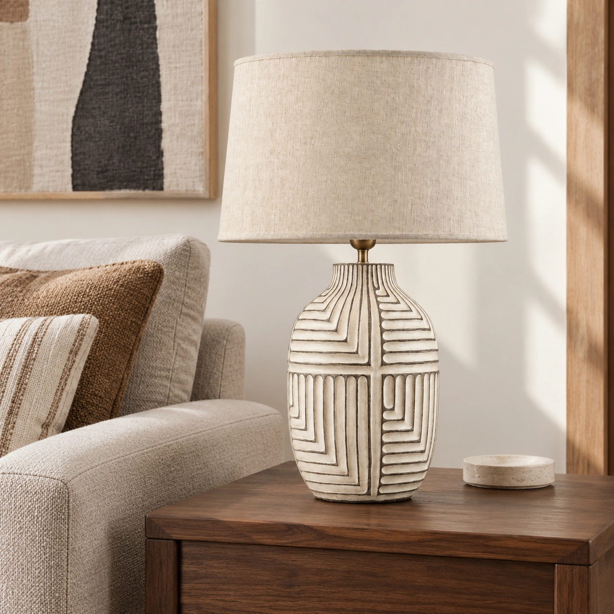 Elena carved wood table lamp scene 06 living