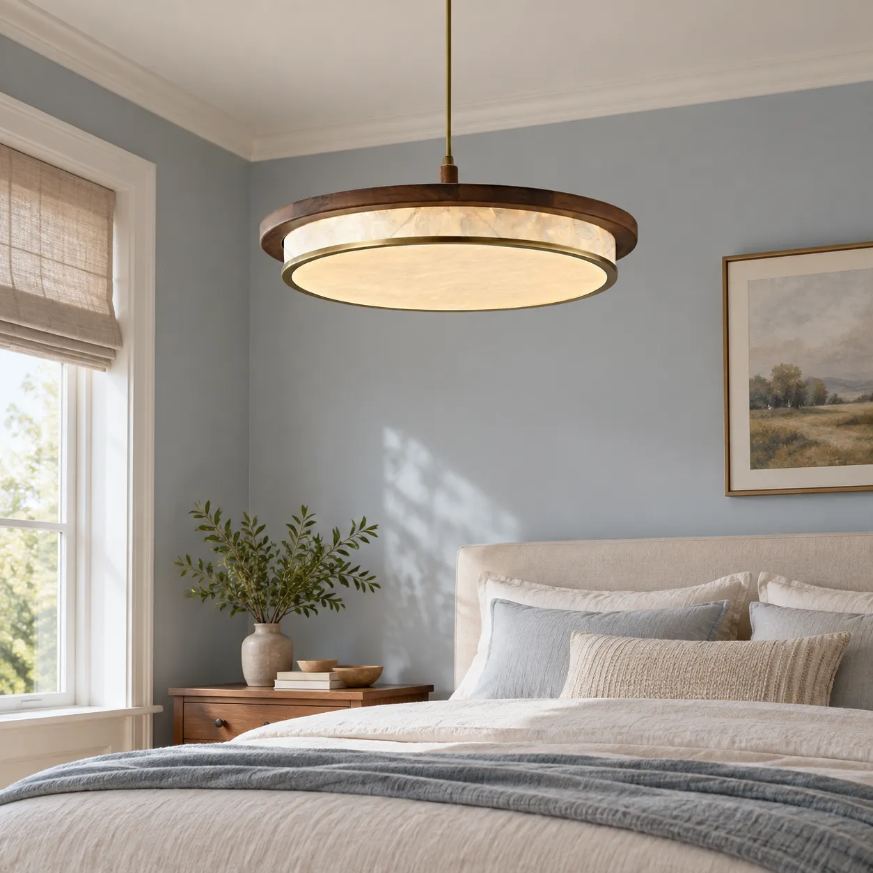 Avery Mid-Century Diffused Walnut Pendant Light image 6