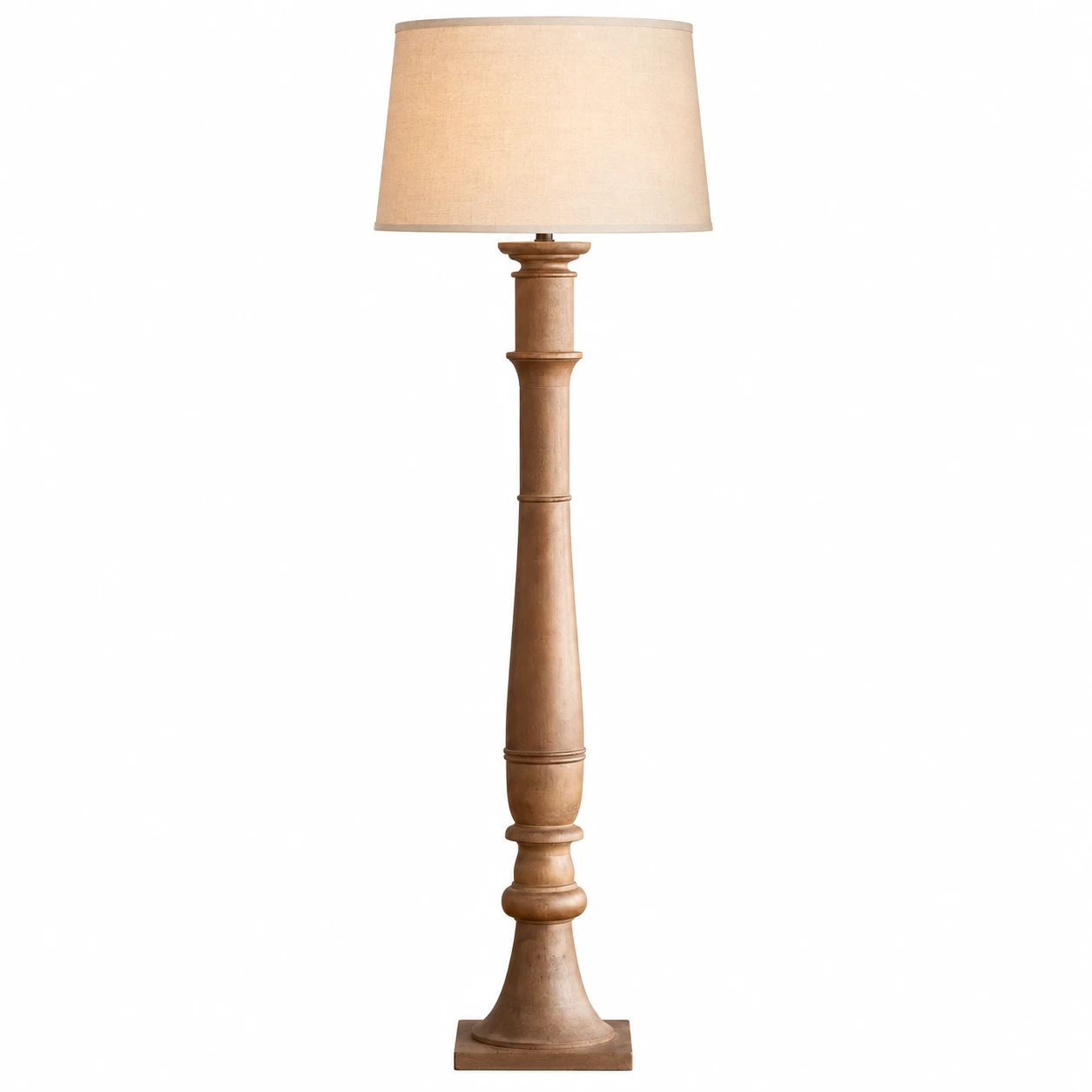 Vera Rustic Carved Wood Floor Lamp on white background